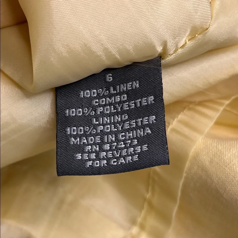 Taylor Yellow Linen Dress Sleeveless Ruffle Trim Shift Fit & Flare Size 6 - Picture 6 of 13
